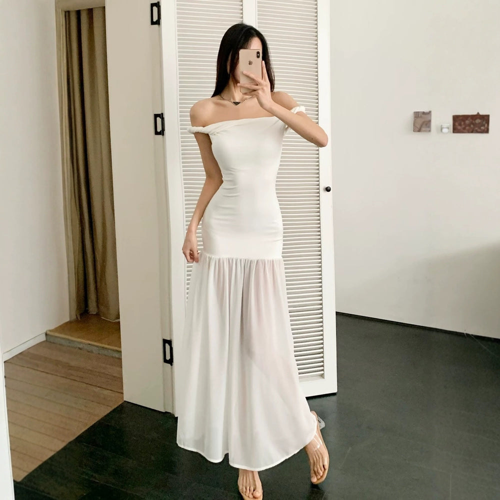 Damen Maxi-Kleid mit elegantem Schößchen R&B