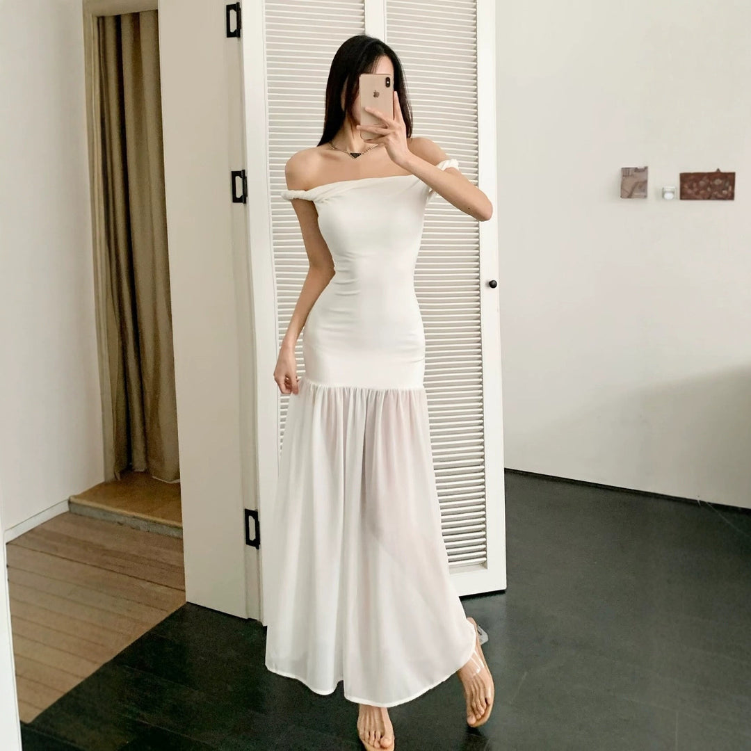 Damen Maxi-Kleid mit elegantem Schößchen R&B