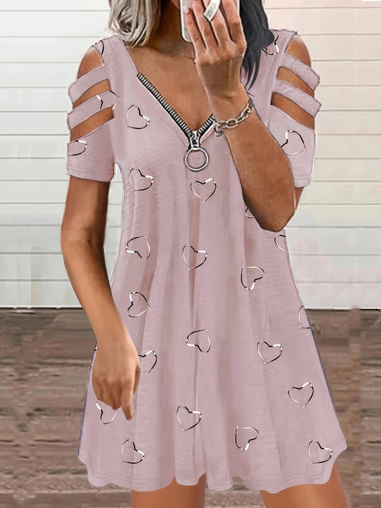 Damen Kleid mit Herzmotiv und seitlichen Cut-Outs R&B