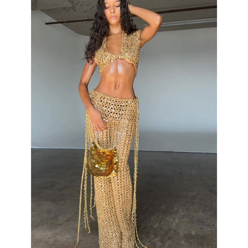 Damen Glamouröses Häkel-Outfit mit schimmernden Akzenten R&B