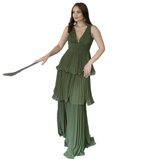 Damen Maxi-Kleid mit voluminösen Falten und femininer Silhouette R&B