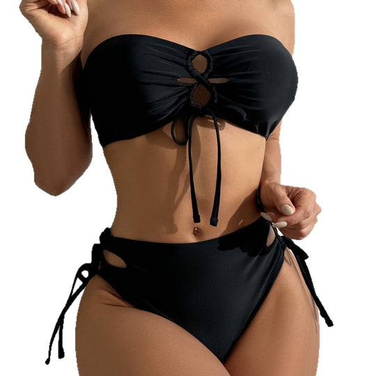 Damen Bandeau-Bikini mit raffinierten Schnürdetails R&B