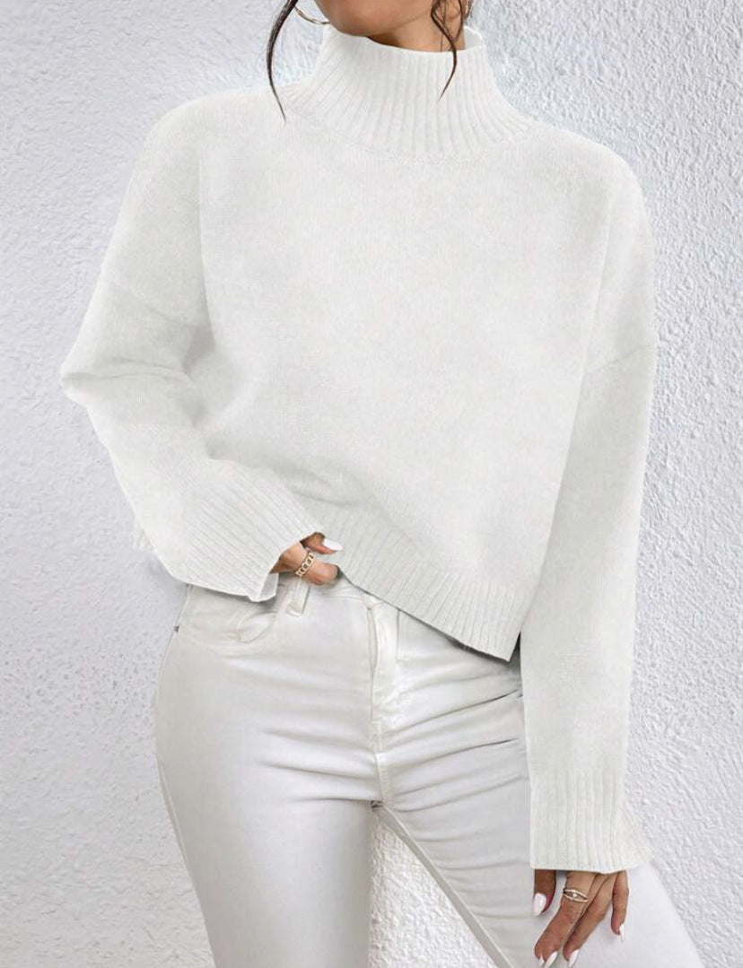 Damen modischer Kragenpullover aus weicher Wolle R&B