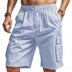 Herren nan knielange Utility-Shorts aus leichtem Baumwollmix mit elastischem Tunnelzugbund und aufgesetzten Klappentaschen R&B