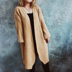Damen Oversized Strickjacke mit tiefem V-Ausschnitt und lässigem Schnitt R&B