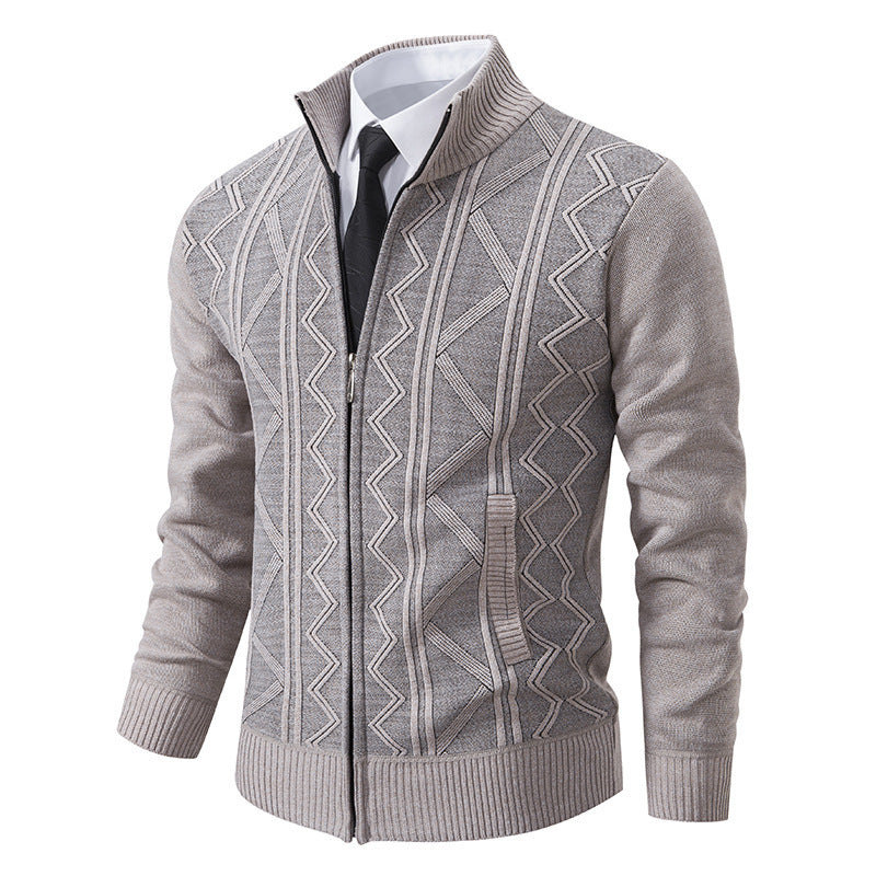 Herren Strickjacke mit modernem Zopfmuster R&B