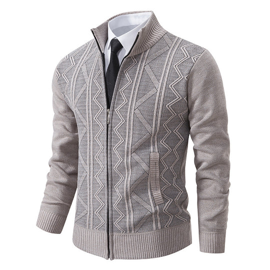 Herren Strickjacke mit modernem Zopfmuster R&B