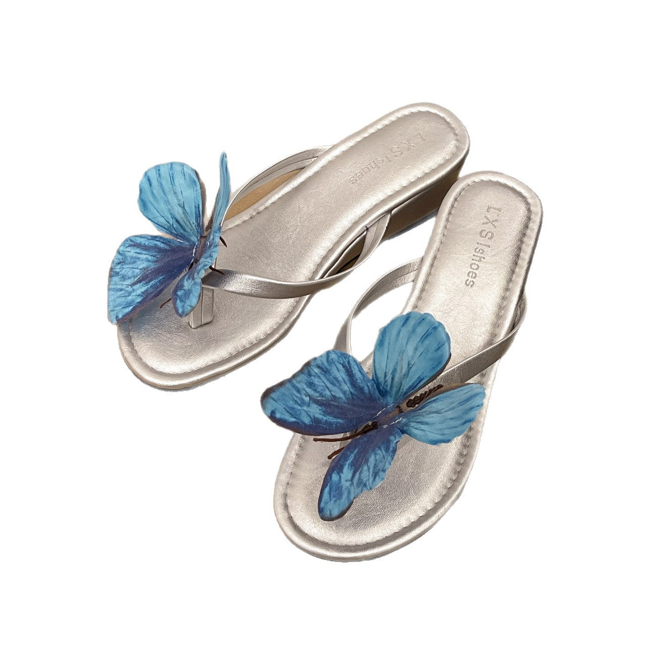 Damen Elegante Flip-Flops mit dekorativen Schmetterlingsapplikationen EB