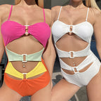 Damen Bikini-Set mit modischen Cut-Outs und buntem Schnitt R&B