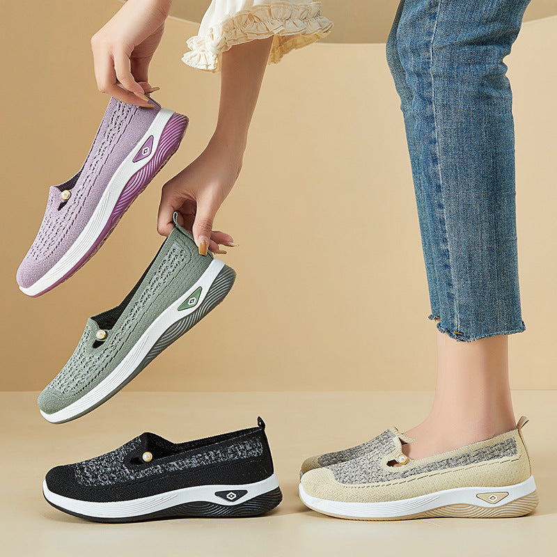 Damen Bequeme Slip-On Schuhe mit luftiger Strickoberfläche R&B