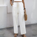 Damen Sommerliche Leinenhose mit elastischem Bund und praktischen Tasche R&B