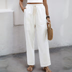 Damen Sommerliche Leinenhose mit elastischem Bund und praktischen Tasche R&B