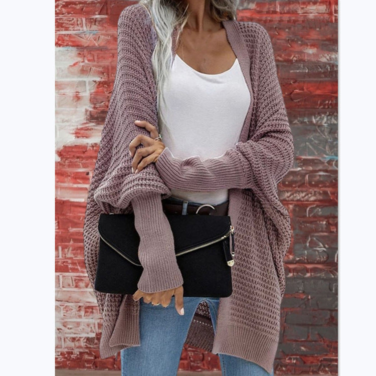Damen Strickmantel mit offener Front und luftiger Passform