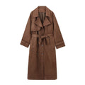 Damen elegante Suede Trenchcoat R&B