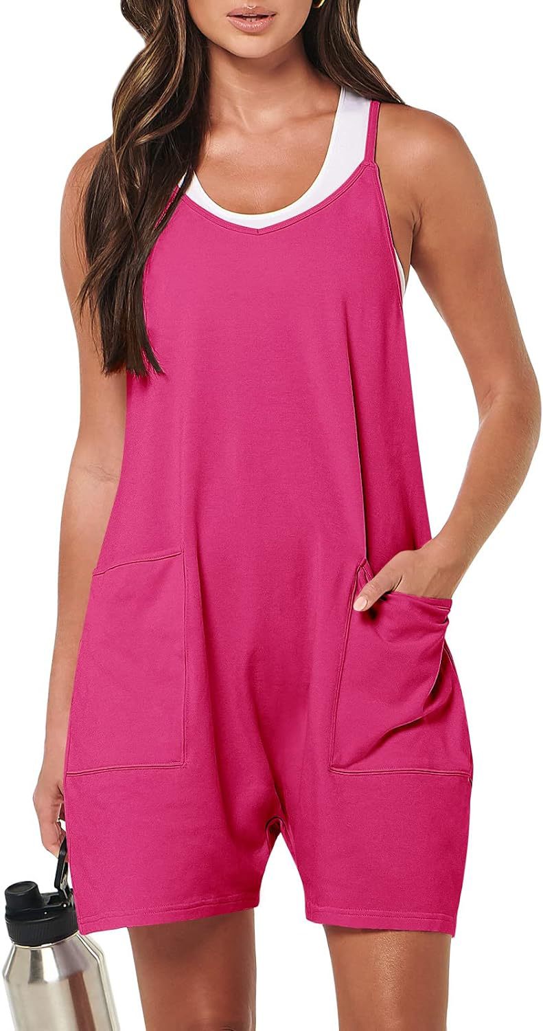 Damen sportlicher Jumpsuit mit praktischen Taschen und weitem Schnitt R&B