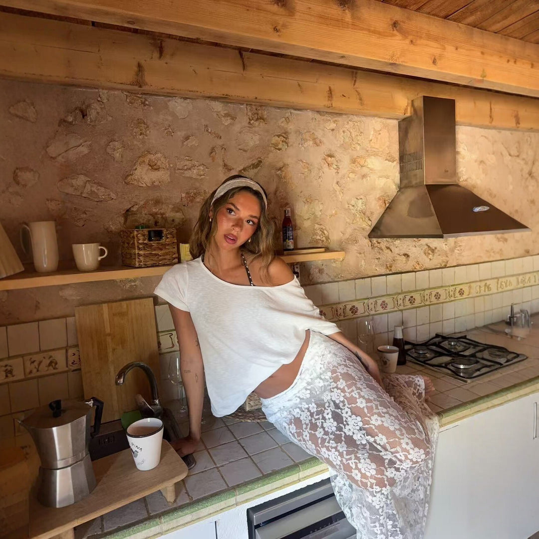 Damen Transparente Spitzen-Maxiröcke R&B