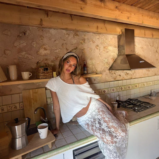 Damen Transparente Spitzen-Maxiröcke R&B