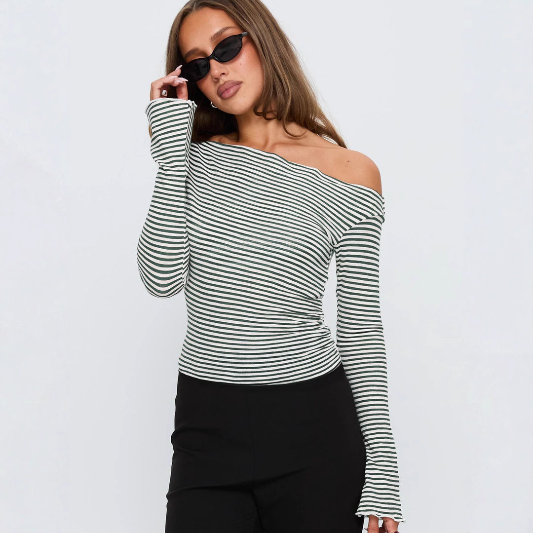Damen Trendiges Oberteil mit asymmetrischem Ausschnitt und punktiertem Design R&B