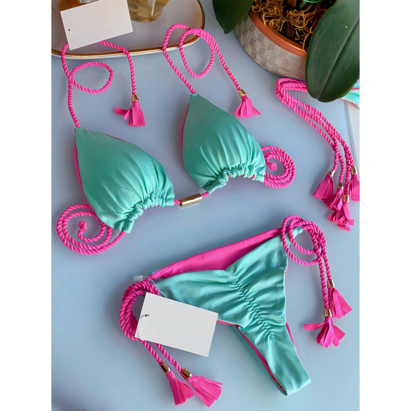 Damen Triangel-Bikini mit verspieltem Trockenband und eleganten Details R&B