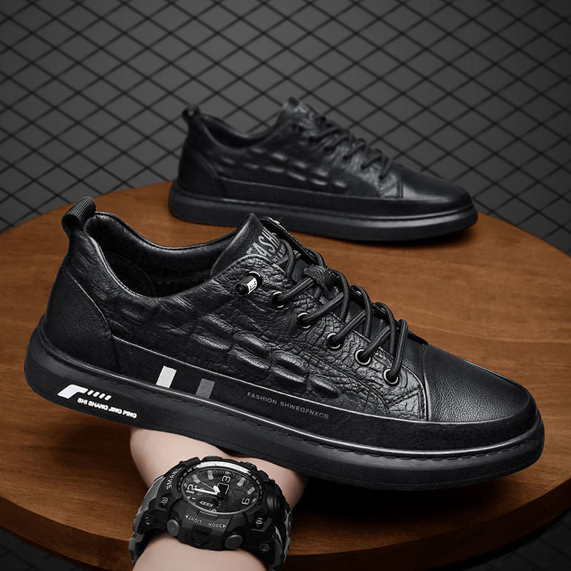 Herren Leder Sneakers mit minimalistischen Design und rutschfester Sohle R&B