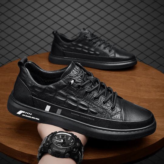 Herren Leder Sneakers mit minimalistischen Design und rutschfester Sohle R&B