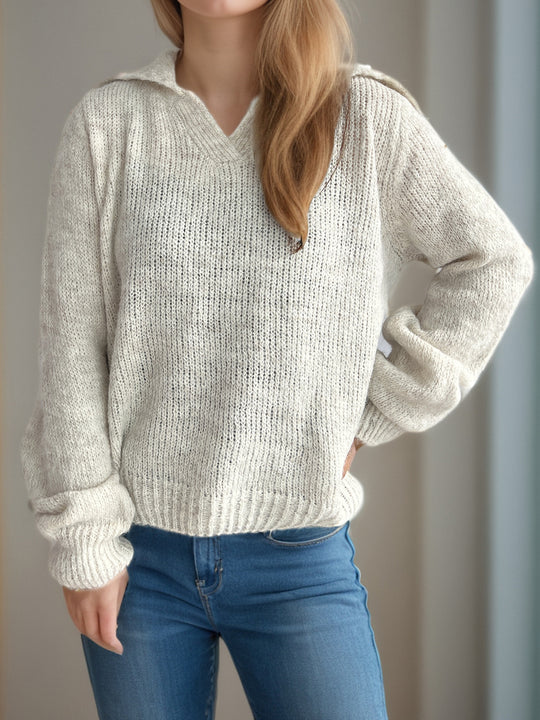 Damen lässiger Pullover mit voluminösen Ärmeln und modernem Strukturstrick R&B