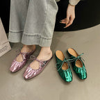 Damen elegante Mules mit raffiniertem Schleifendetail und atmungsaktiver Decksohle R&B
