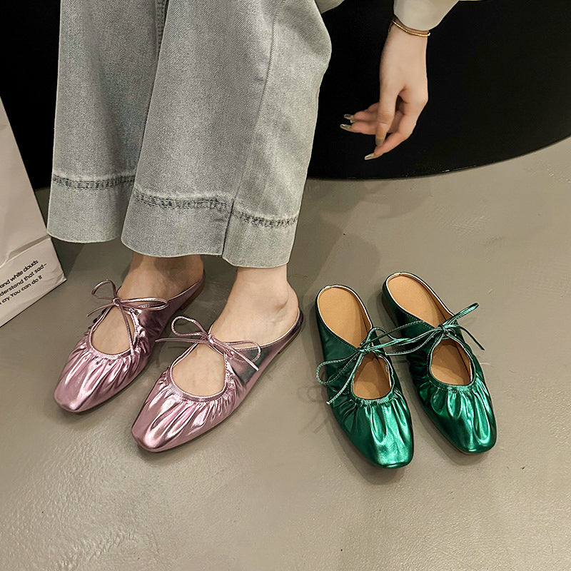 Damen elegante Mules mit raffiniertem Schleifendetail und atmungsaktiver Decksohle R&B