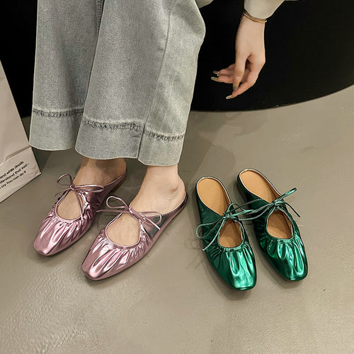 Damen elegante Mules mit raffiniertem Schleifendetail und atmungsaktiver Decksohle R&B