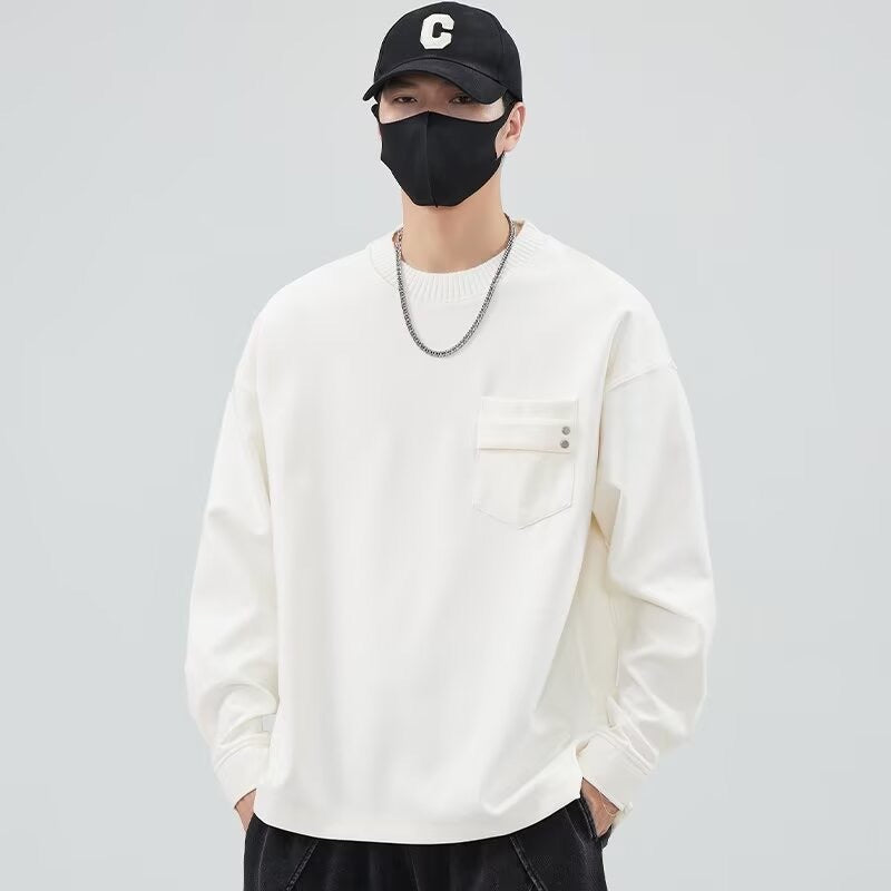 Herren lässiges Langarmshirt mit praktischer Brusttasche R&B