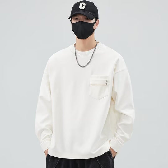 Herren lässiges Langarmshirt mit praktischer Brusttasche R&B