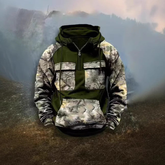 Herren Camouflage Funktionskapuzenpullover R&B
