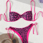 Damen Push-Up Bikini mit elegantem Animal-Print und verstellbaren Trägern R&B