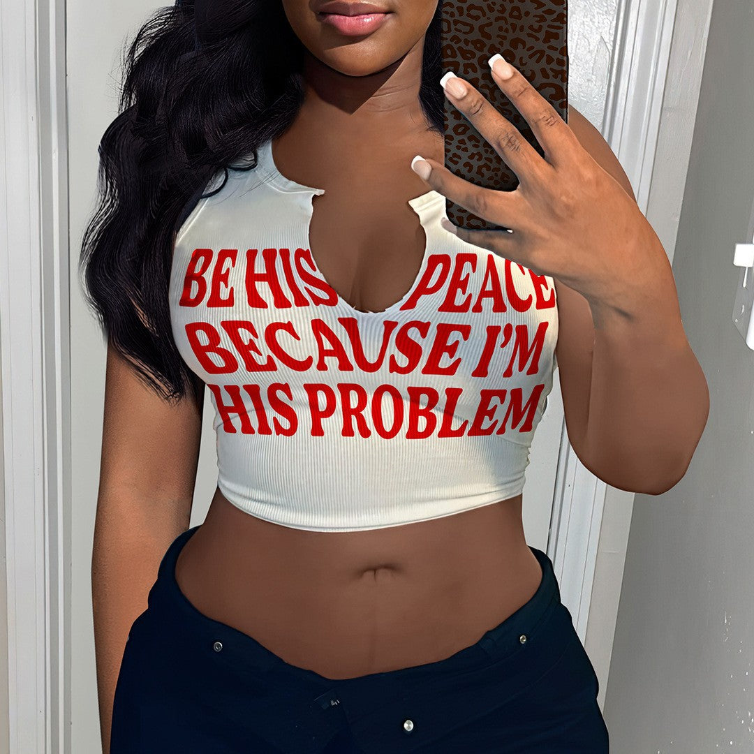 Damen Crop-Top mit auffälligem Schriftzug und lockerer Passform R&B