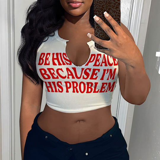 Damen Crop-Top mit auffälligem Schriftzug und lockerer Passform R&B