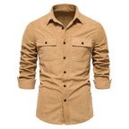 Herren nan feines Cord-Übershirt mit Brustpatten, durchgehender Knopfleiste und körpernaher Silhouette R&B