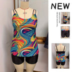 Damen Sportliche Tankini mit buntem Muster