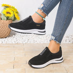 Damen Sportliche Slip-On Sneakers mit atmungsaktiver Oberflächenstruktur und rutschfester Sohle R&B