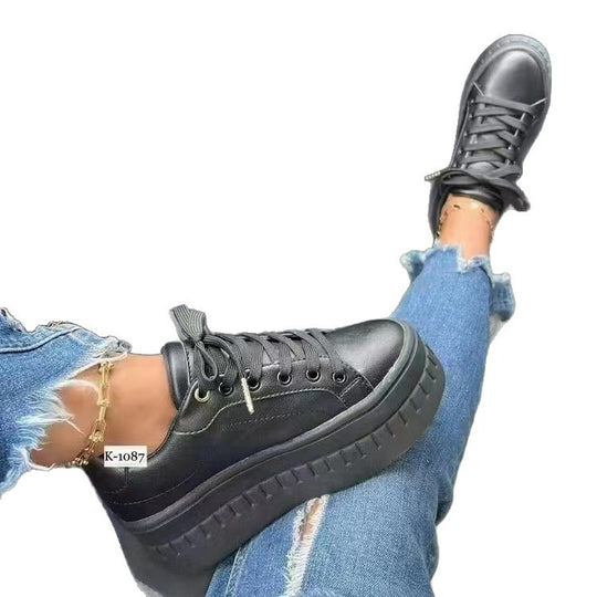 Damen modische Plateausneaker mit detailreicher Schnürung und komfortabler Sohle R&B