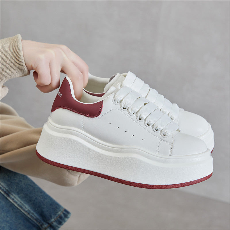 Damen Modische Plateau Sneakers mit elastischen Schnürsenkeln und trendiger Silhouette R&B