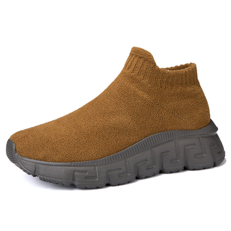 Damen nan kuscheliger Sock-Sneaker aus Teddy-Samt mit elastischem Schaft und stoßdämpfender Profilsohle R&B