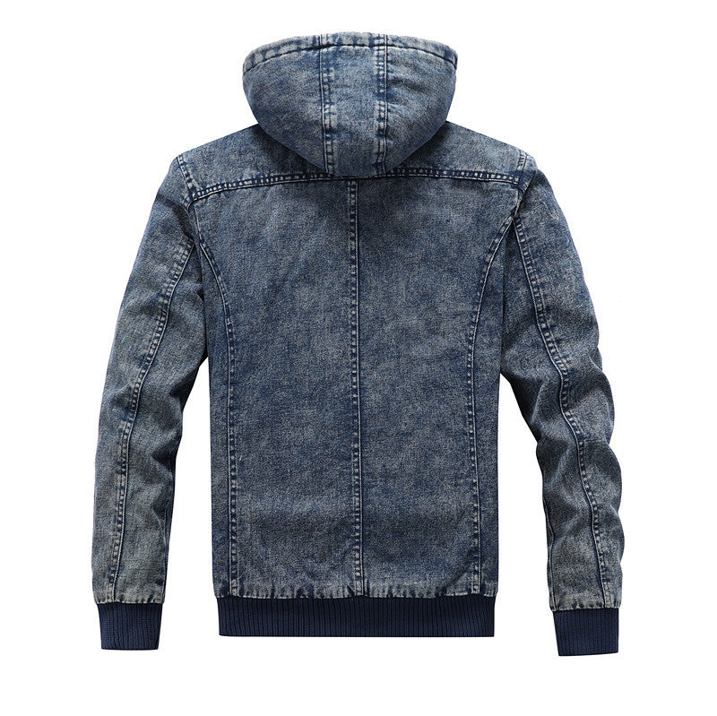 Herren gefütterte Jeansjacke mit Kapuze