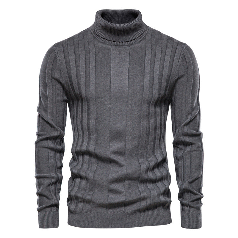 Herren Strickpullover mit hochgeschlossenem Kragen und eleganter Rippstruktur R&B
