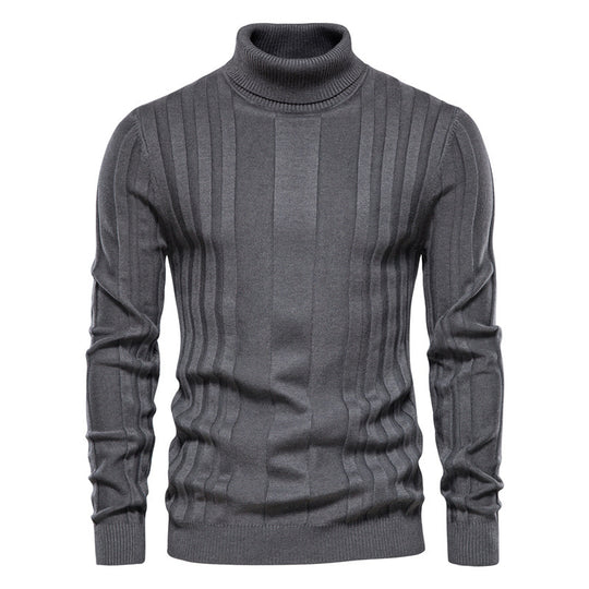 Herren Strickpullover mit hochgeschlossenem Kragen und eleganter Rippstruktur R&B