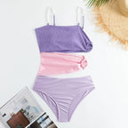 Damen Cut-Out Badeanzug mit schimmerndem Effekt und verstellbaren Trägern R&B