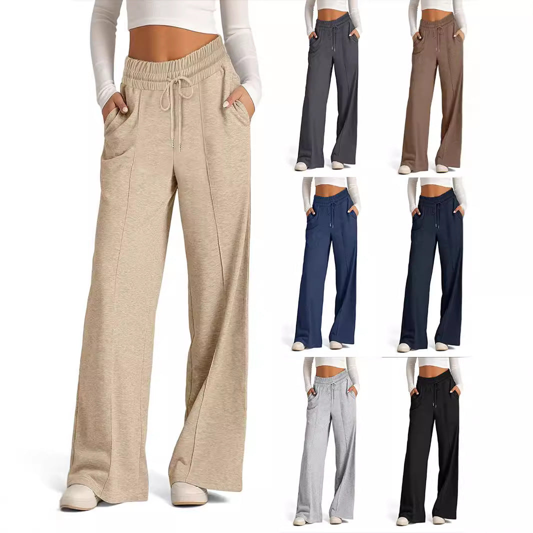 Damen Weitgeschnittene Freizeithose mit elastischem Bund und praktischen Taschen R&B