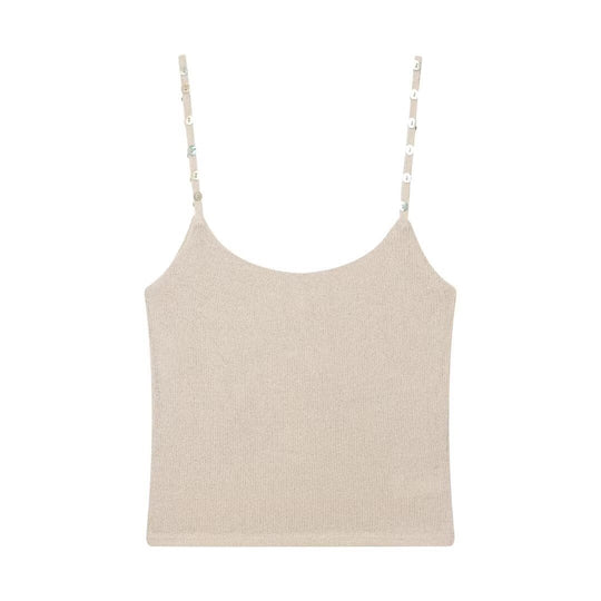 Damen Trägershirt mit feiner Struktur und dekorativen Knöpfen R&B