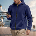 Herren kuscheliger Fleece-Hoodie mit glänzendem Reißverschluss und praktischen Taschen R&B