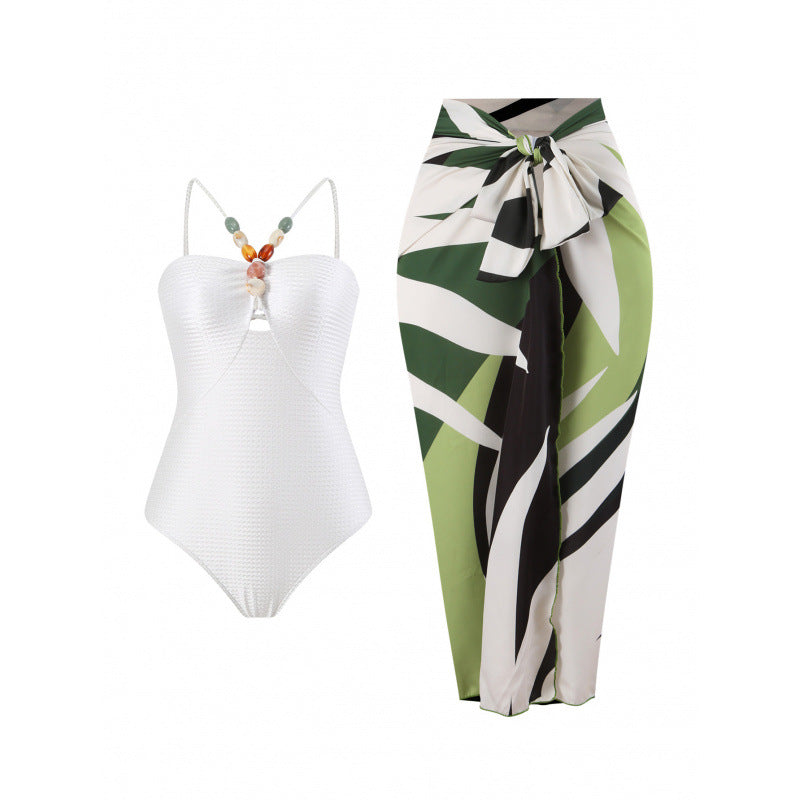 Damen Bandeau-Badeanzug mit asymmetrischem Rock R&B