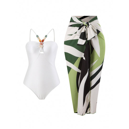 Damen Bandeau-Badeanzug mit asymmetrischem Rock R&B